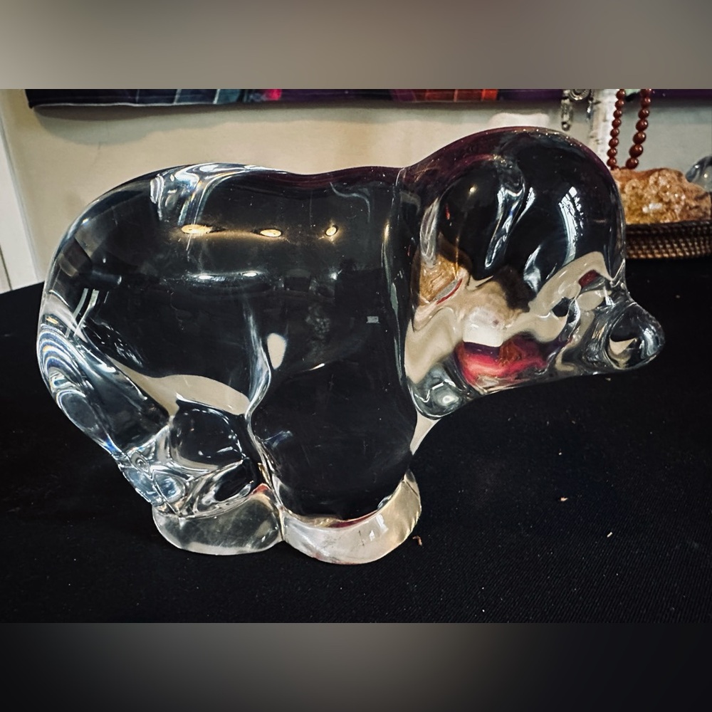 Viking Martinsville Mid-century Modern blown clear Glass Elephant Sculpture